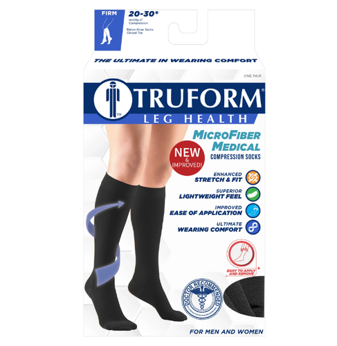 SM Truform Wysokie do kolan Zamknięte palce Pończochy uciskowe 20-30 mmHg MAŁE Czarne - Zdjęcie 1 z 2