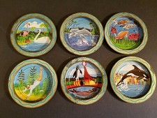 Vintage (LOT OF 6) Mini Metal Seaworld Scene Trays
