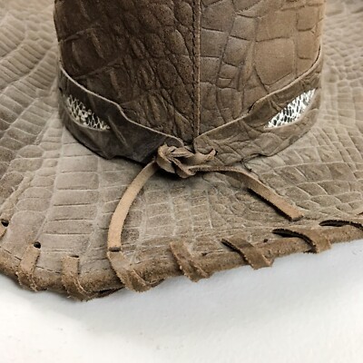 HENSCHEL Australian Outback Leather Hat SZ S NWT Crocodile Snake Diamond HENSCHEL Australian Outback Leather Hat SZ S NWT Crocodile  main image 2