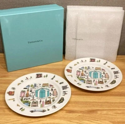 Tiffany & Co. 5th Avenue Dessert Plate Tableware Dish 19cm Set of 2 with Box