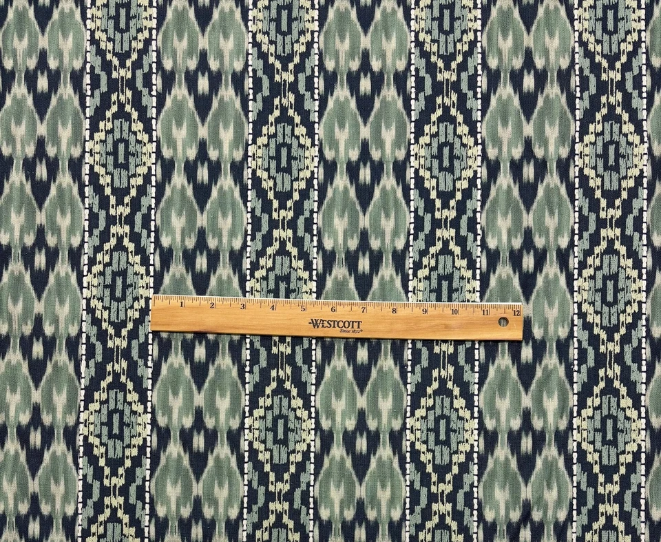 TELA MULTIUSO BORDADA IKAT AZUL VERDE AZIZA DISEÑOS BALARD POR YARDA 54"W Foto 3 de 4