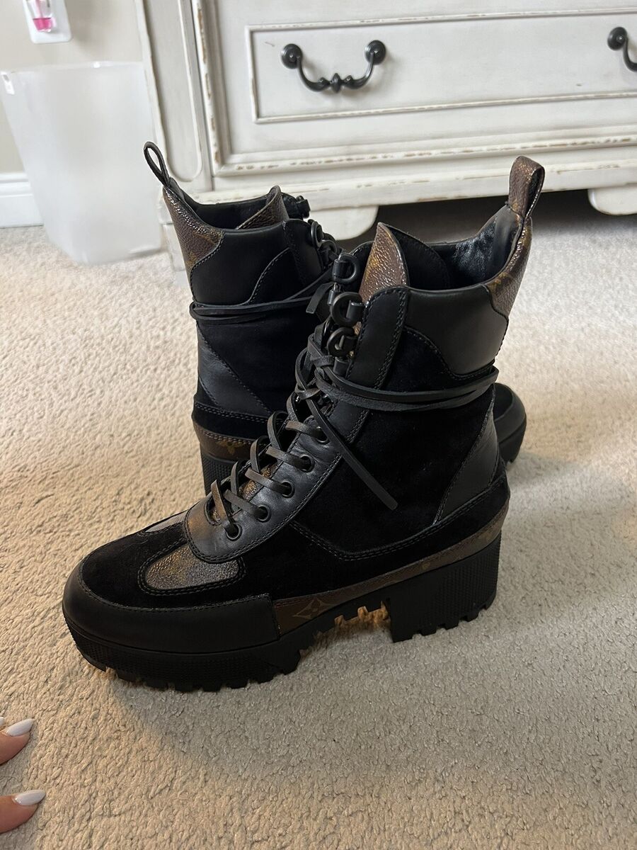 LOUIS VUITTON LAUREATE PLATFORM DESERT BOOT SIZE 37.5 BROWN LOUIS VUITTON LAUREATE PLATFORM DESERT BOOT SIZE 37.5 BROWN