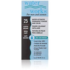 Waterworks Water Activated Permanent Powder Hair Color, 25 Coffee Brown 0.21 oz