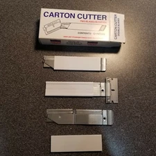 12 Carton Cutter Made in USA Compact Utility Retractable - RARE DOUBLE BLADE!
