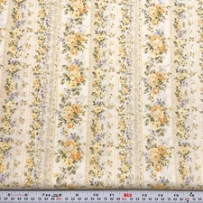 Amelie by P&B Textiles 2006 Striped Florals off White Cotton by the HALF YARD