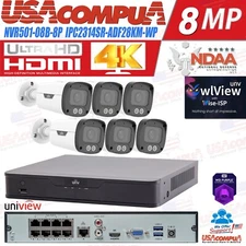 UNIVIEW IP67 8-Ch+4K NVR Network Uniview 6x4MP NDAA Audio IP Camera Security Kit