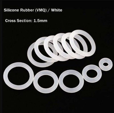 White 1.5mm Cross Section O-Ring Seals Washers Gasket,Food Grade Silicone Rubber