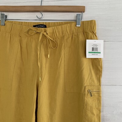NWT Ellen Tracy - Maize yellow cuffed linen blend pull on