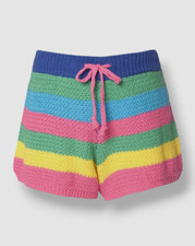Hannah Banana Kid's Girl's Pink Rainbow Stripe Crochet Shorts Size 6