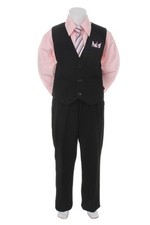 Pink Formal Boys Pinstripe Vest Suit Set Holiday Infant Toddler Big Boy Sizes