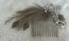 Jane Tran Hair Piece Accessory Wedding Statement Silver Comb Crystals NWT 150