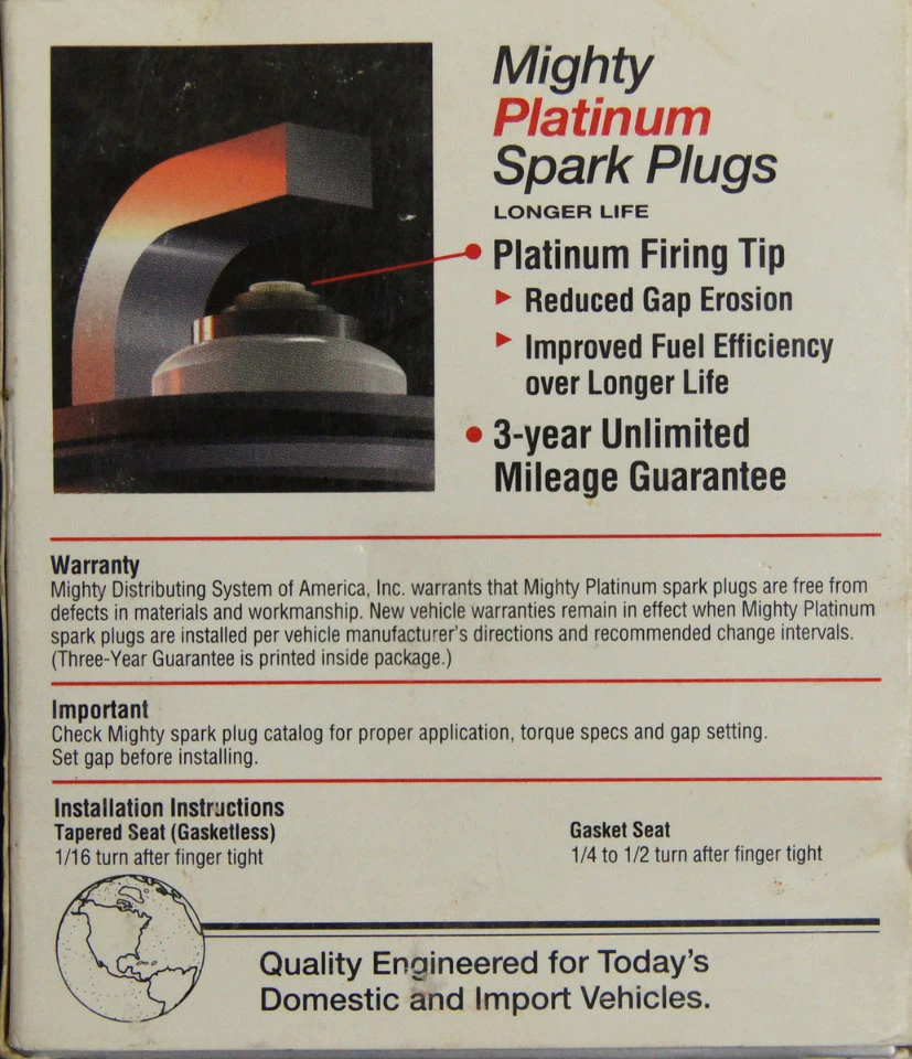 Mighty Platinum Spark Plugs #M4GRF24P Pack of 4 NOS - Image 2 of 4