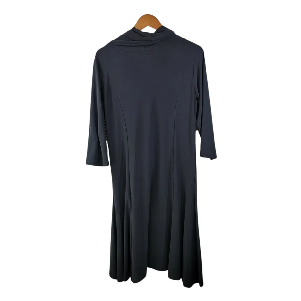 Vestido Lennie Talla Mediana Elastizado Slinky Viaje Tejido Negro Capucha Cuello LBD Noche Foto 2 de 4