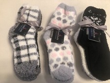 CUDDL DUDS WOMENS LOUNGE SLEEP slipper SOCKS 3 pairs SOFT COZY Fits 4-10 multi