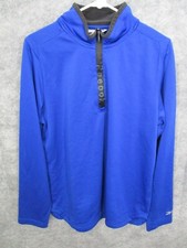 Reebok Women's Top Medium Pullover 1/4 Zip Activewear Workout Stretch Blue Logo