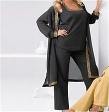 Mother of Bride Groom Women's Wedding Guest Church 3PC duster pantsuit plus 26W