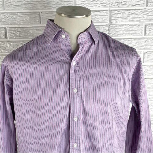 Polo de Ralph Lauren Regent Calce Clásico Rayas Camisa Abotonada Púrpura 16 34/35 - Imagen 2 de 6