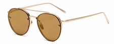 86025 C3 AVIATION FASHION SUNGLASSES METAL GOLD FRAME BROWN MIRROR LENS