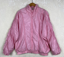 Vintage 80's Windbreaker Womens Medium Nylon Zip Long Sleeve Retro Lined Pockets