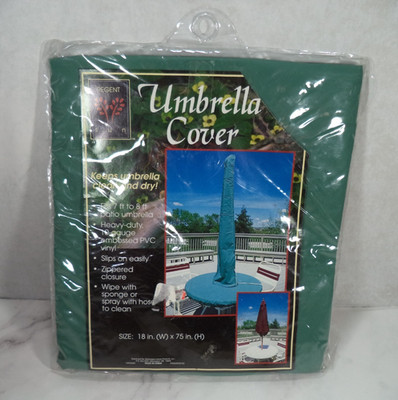 Regent Sun Umbrella Cover 7-8 Ft Patio Umbrella Green PVC Vinyl 18'' x 75'' NIP