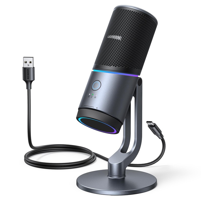 UGREEN USB Microphone 24bit/96KHz RGB Gaming Mic Cardioid Condenser PC