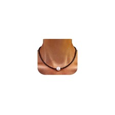 Dainty Single Pearl Pendant Necklaces for Women Trendy, Womens Black Stone Be...