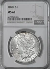 1890-P  $1  MORGAN SILVER DOLLAR   NGC MS61 #8672753-026 TONING SPOTS OBVERSE