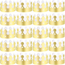 30 Pieces Gold Paper Party Crowns (2 Styles), Paper Crown for Birthday Party Pho