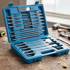 17PC SDS-Plus Rotary Hammer Drill Bits and Chisel Set for Concrete Stone