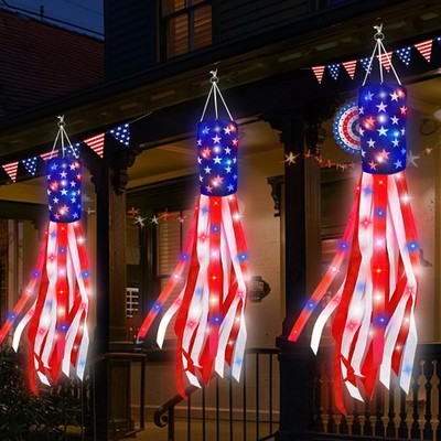 40 inches (length) x 6 (diameter), Red White Blue-3 Pack Colorful Lights