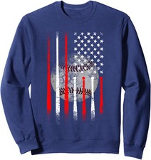Baseball Usa Flag American Flag Vintage Colors Unisex Crewneck Sweatshirt