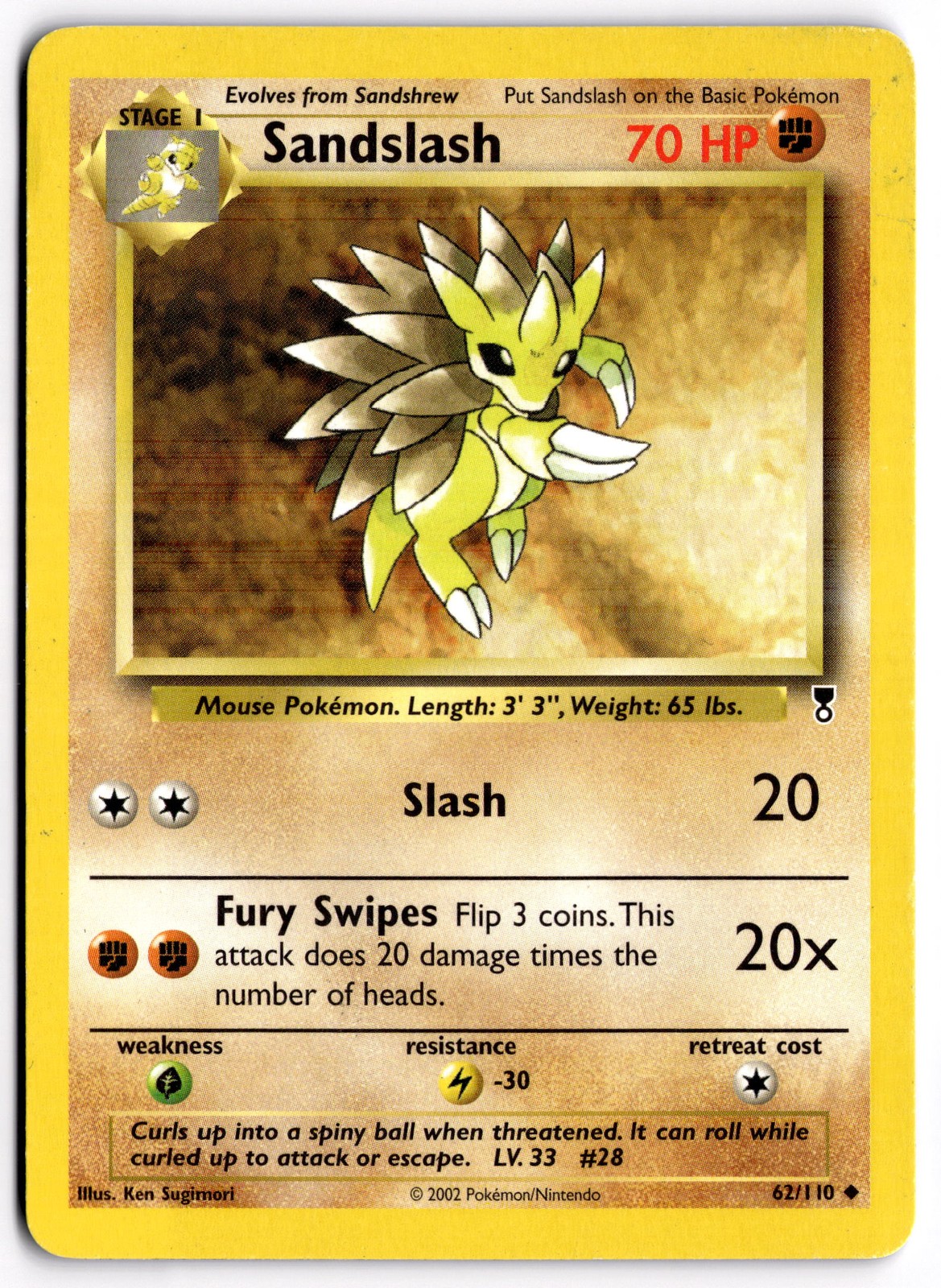 Pokemon TCG Sandslash 062/110 Legendary Collection Uncommon MP