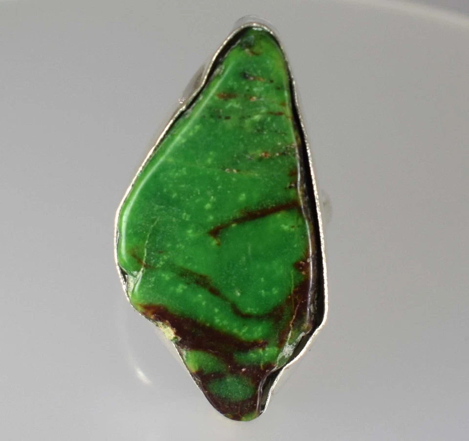 Bague brute certifiée pierre précieuse turquoise du lac Carico vert naturel... - Photo 2/4