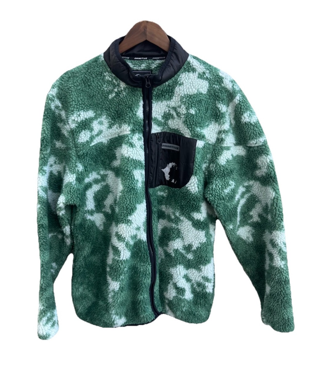 Primitive Sherpa Vermont Fleece Full Zip Jacket Green Adult MEDIUM