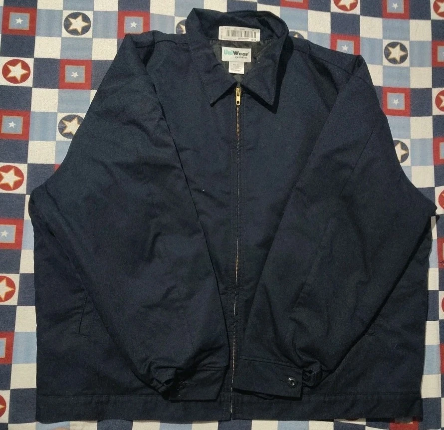 VTG UniWear By Unifirst Jacket Mens 2XL Navy Work Mechanic Quilted Full Zip Y2K