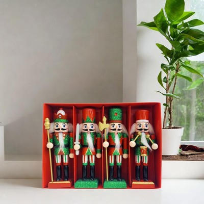 4Pcs Nutcracker  Figurine Doll Ornament for Festival Kids Gifts Party