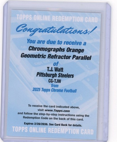2025 Topps Chrome T.J. Watt Orange Refractor (RAW)