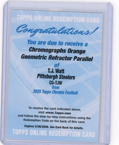 2025 Topps Chrome T.J. Watt Orange Refractor (RAW)