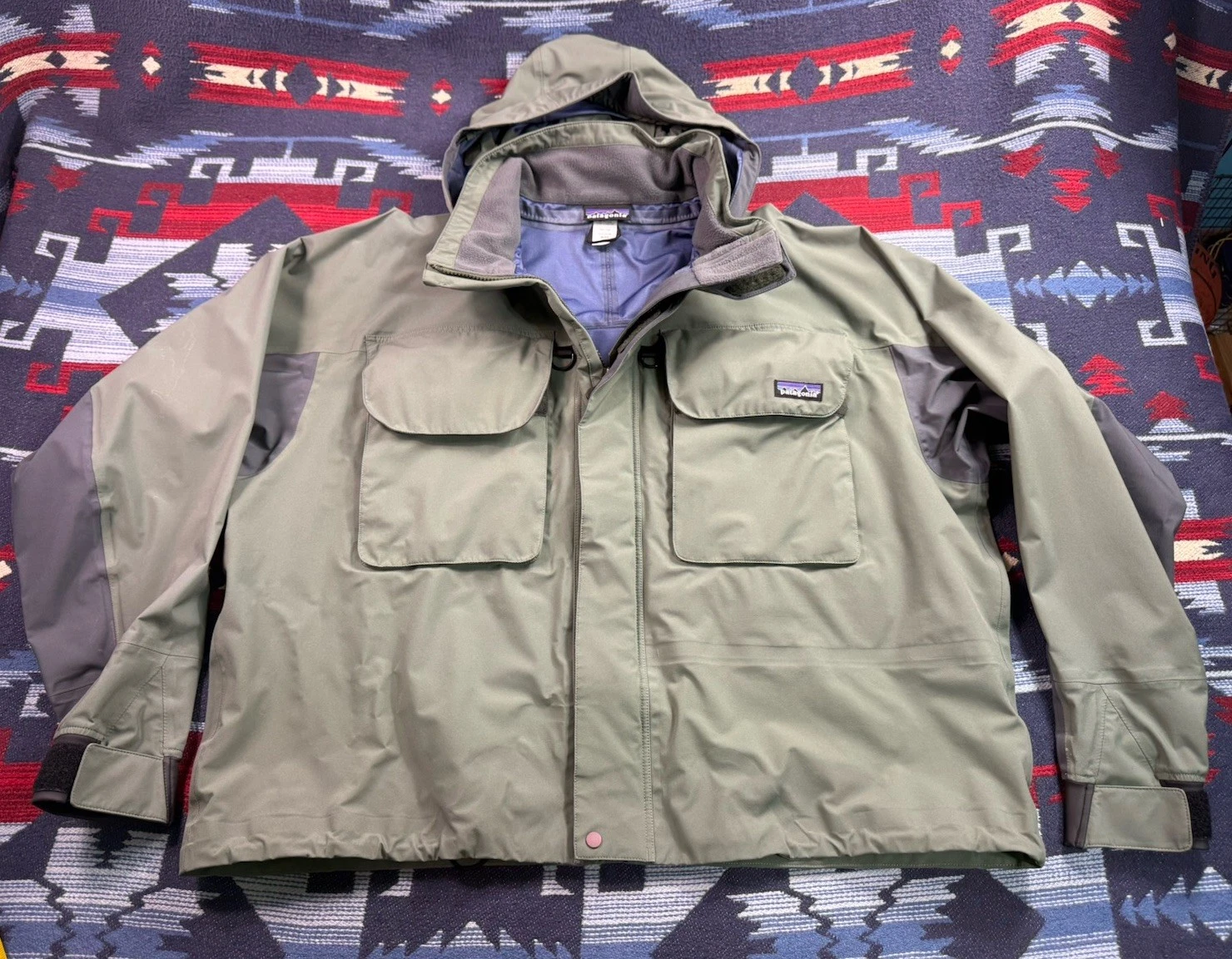 Patagonia SST Deep Wading Fly Fishing Jacket Men's XL Outdoors Vtg Olive Green