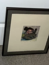 Her Hairy Hare Signed Limited Edition Etching 3/75 Framed Rabbit Art