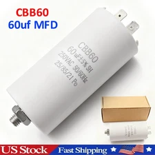 CBB60 60UF 250VAC Wire Motor Run Capacitor 50/60HZ HVAC 25/85/21 60MFD with stud