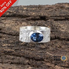London Blue Topaz Stone Sterling Silver December Birth Wedding Band Ring Jewelry