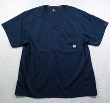 Carhartt Scrub Top Mens Size Extra Large Blue Force Liberty Twill Chest Pocket