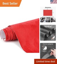 Red Suede Fabric Wrap - 12x60 inch Suede Wrap for Car Interior - Self-Adhesiv...