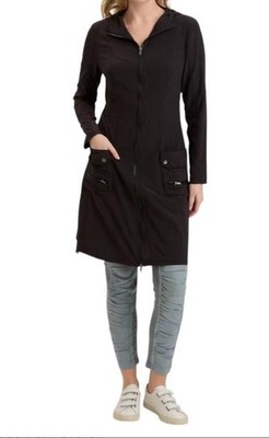 XCVI Wearables Active Rufino Jacket Dress Black Hooded Full Zip Women s M