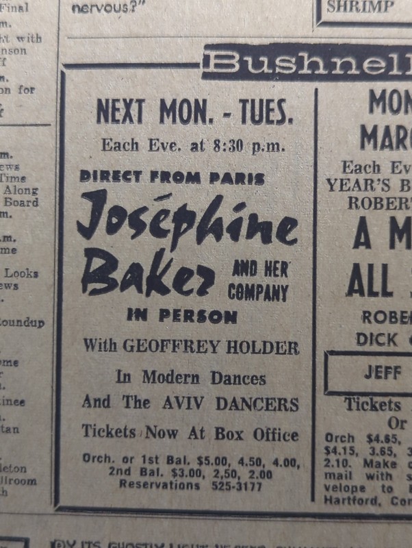FEB 28, 1964 NEWSPAPER PAGE #2708A-  JOSEPHINE BAKER AND HER COMPANY, IN PERSON