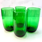 💠 Anchor Hocking Forest Green Roly Poly Tumblers 5" – Set of 4 – Vintage MCM