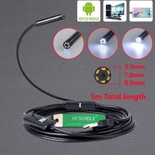 Android PC HD Endoscope Waterproof Snake Borescope USB Inspection Camera 7- 8mm