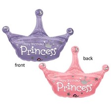 V.I.P. Princess Jumbo Crown Foil Pink Latex Balloons 2 packs 34" by 25"