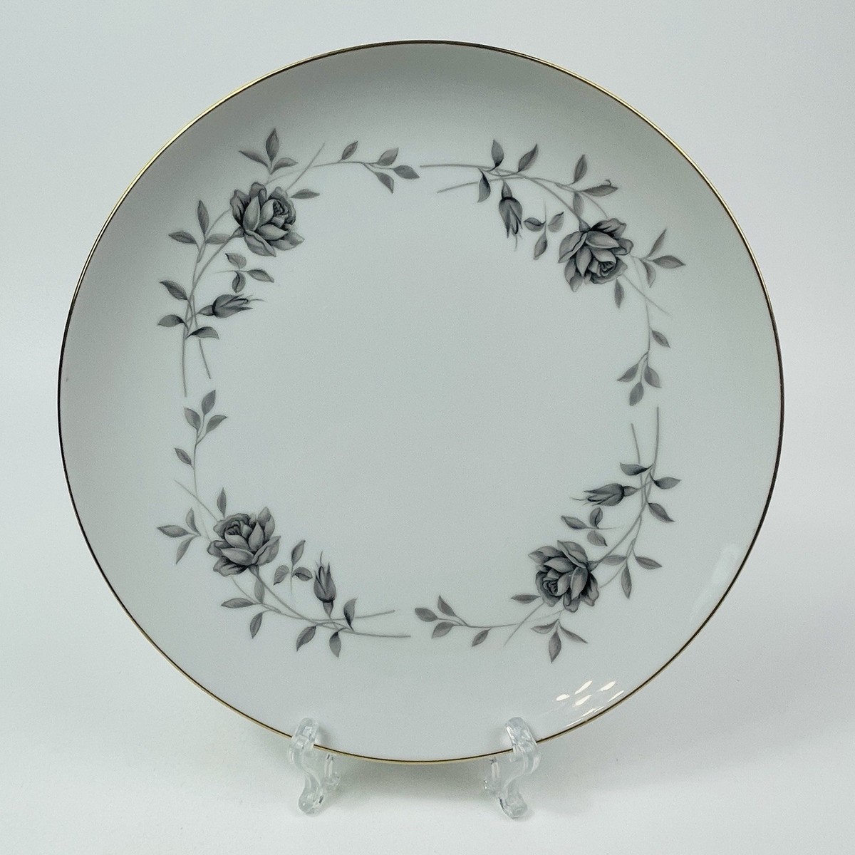 Vtg Fukagawa Arita 1530 Black Roses Gold Rim 10 1/4 Dinner Plate